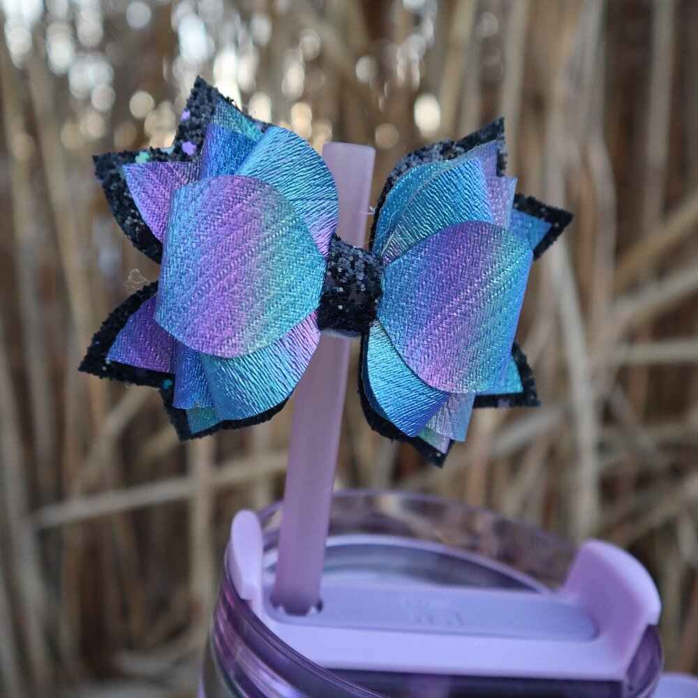 Stanley Tumbler Purple Bow Straw Topper